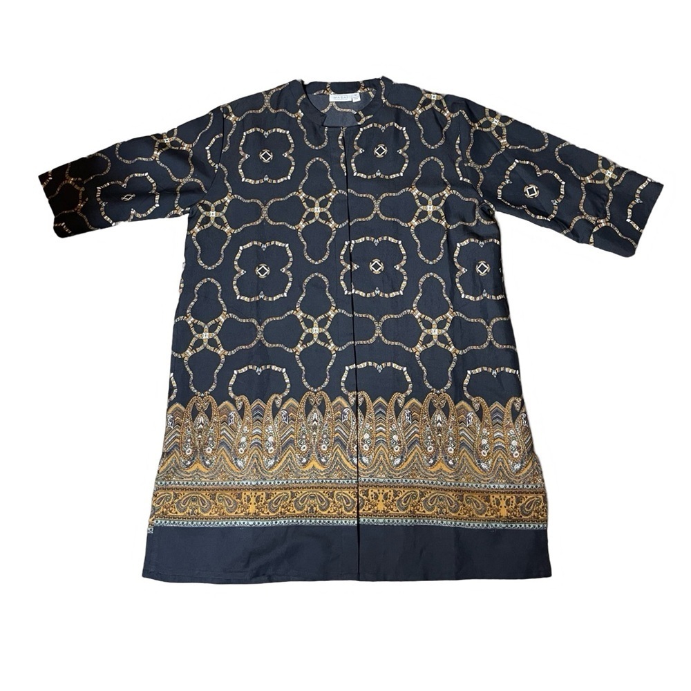 Masai Tunic/dress slit hem with pockets all over graphic design 1/4 sleeve M